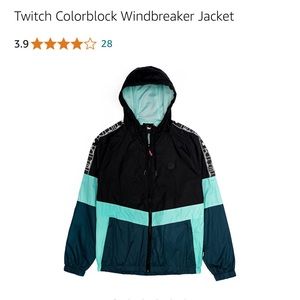 Twitch Colorblock Windbreaker Full Zip Jacket Size Small Black Blue NWT